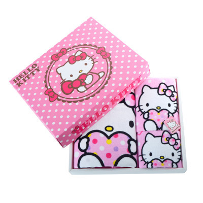 亚光(LOFTEX)家纺hello kitty纯棉三件套套装礼盒 粉色蓝色38*32*7