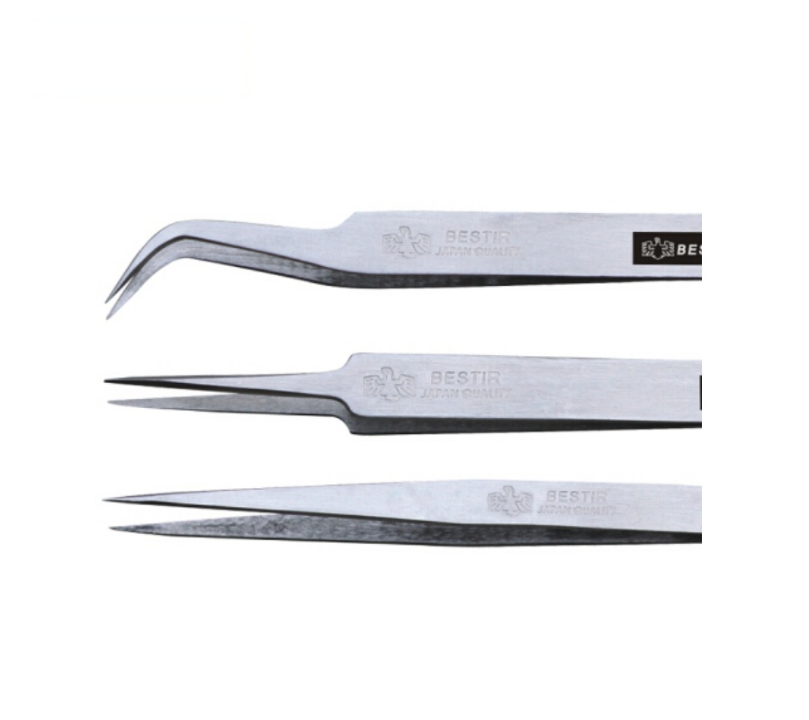 鹰之印 防静电镊子 不锈钢电子镊 尖头弯头医疗钳 精密镊子 3件套不锈钢电子镊 96121 10套装