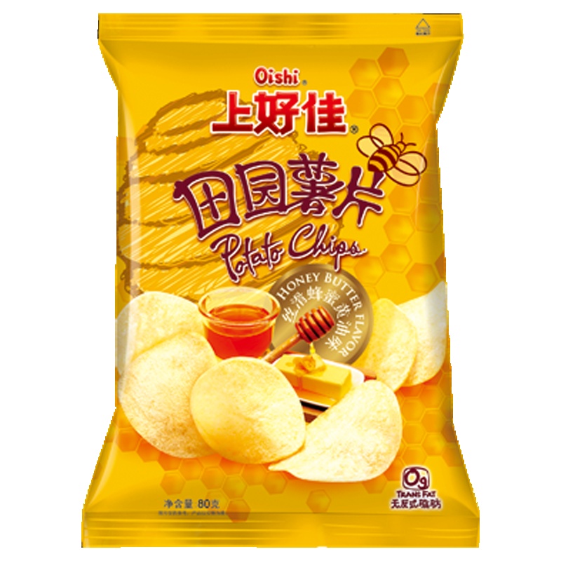 上好佳 田园薯片 蜂蜜黄油味 80g 大包装口味清新