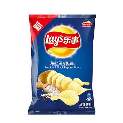 乐事(LAY'S)海盐黑胡椒味70克 袋装薯片 膨化食品