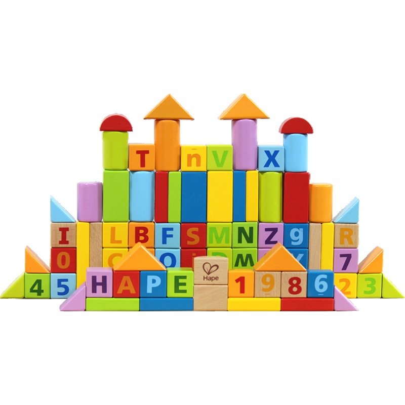 Hape80块益智积木盒装1-6岁木质创意拼搭拼装益智玩儿童玩具男孩女孩玩具