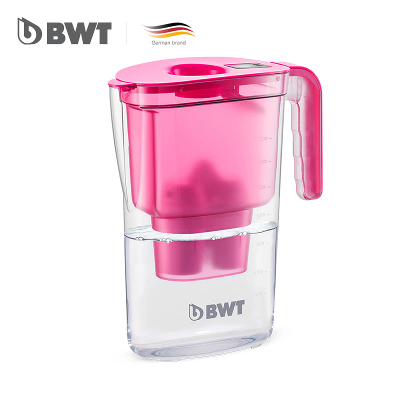 德国BWT镁离子滤芯净水壶净水器 家用自来水过滤水壶原装进口Vida粉红色2.6L