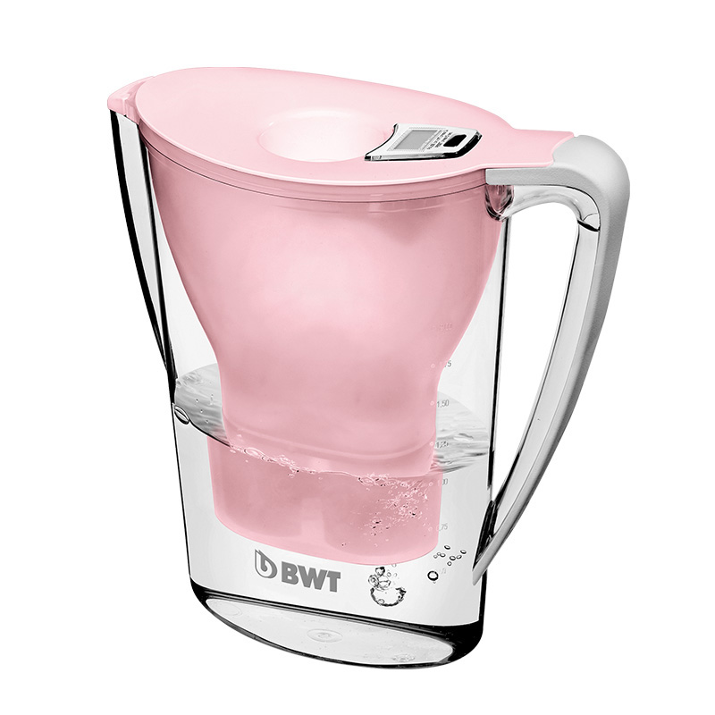 德国倍世(BWT) 净水壶 缤镁系列Peunguin 2.7L 电子计次 粉红色 标配镁离子滤芯 家用自来水过滤水壶
