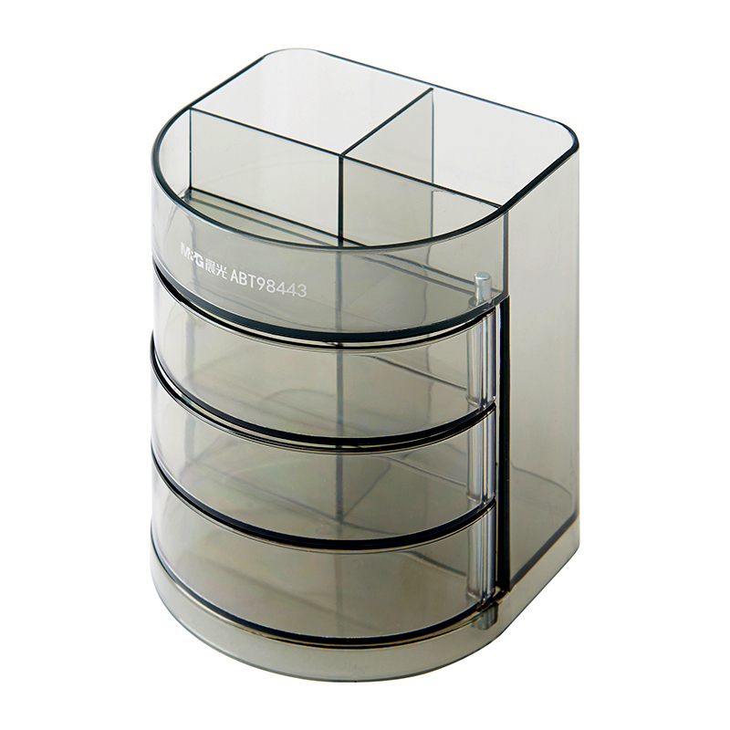 晨光 ABT98443 黑透三层组合型塑胶笔筒 单个装 黑色 长度:83mm 宽度:83mm 高度:102mm