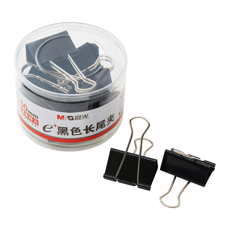 晨光 (M&G) ABS92732 Eplus系列黑色50mm长尾夹 12只/筒 单筒装 黑色