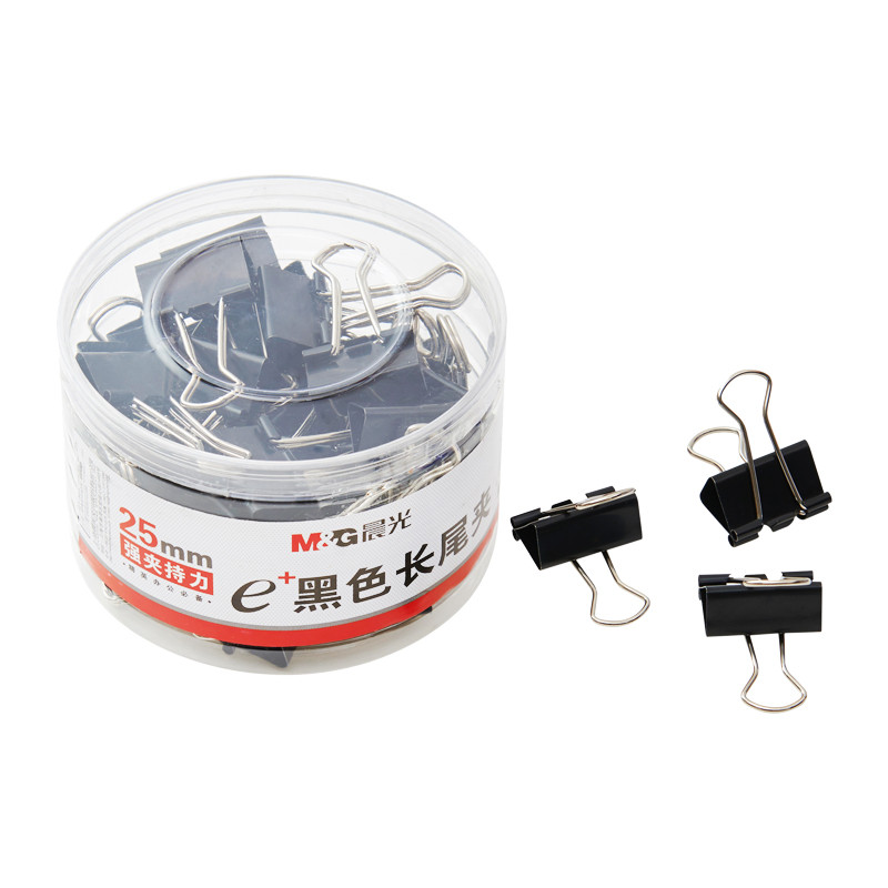 晨光 (M&G) ABS92735 Eplus黑色长尾夹25mm(筒装)单筒装 黑色 48只/筒
