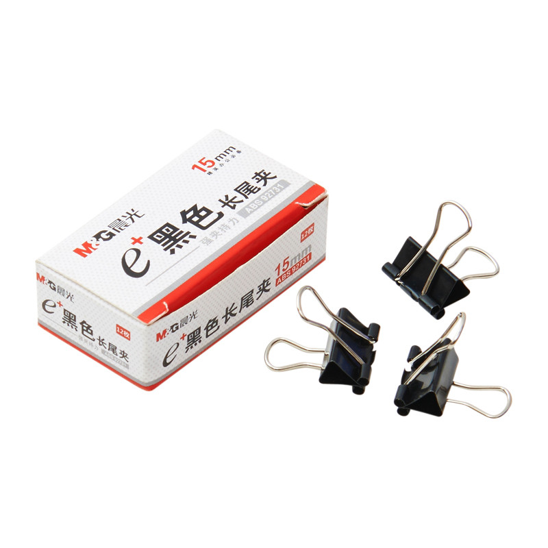 晨光 (M&G) ABS92731 Eplus黑色长尾夹15mm 单盒装 12只/盒 黑色