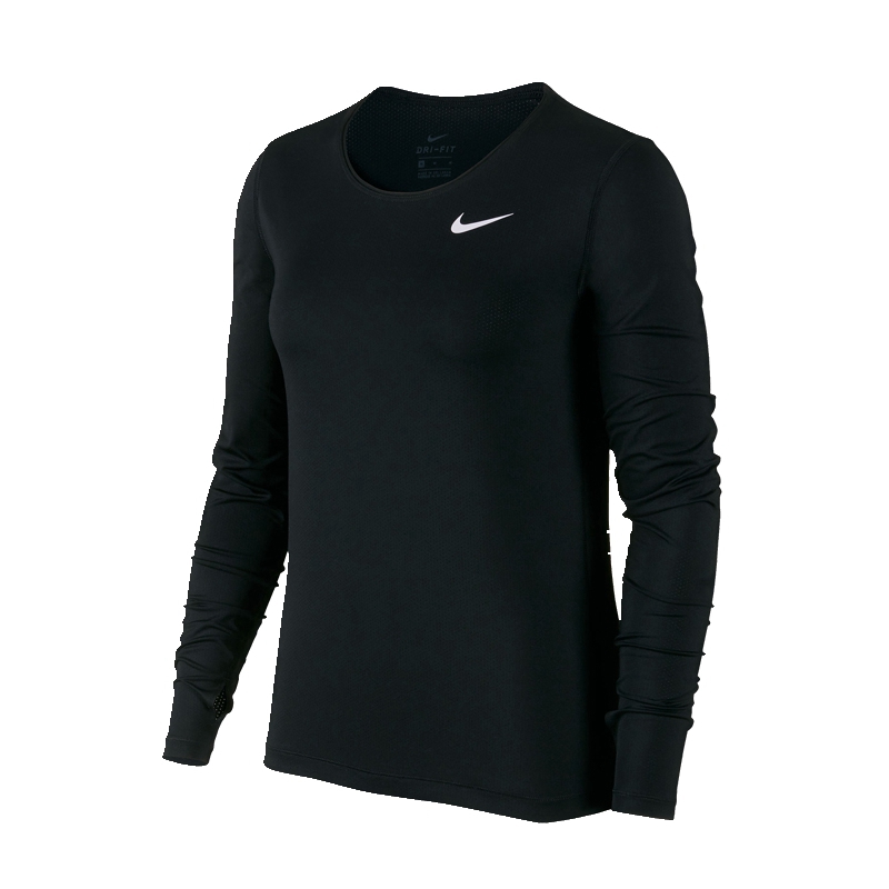 耐克(NIKE)2018年春季女子PRO训练健身上衣套头弹力跑步长袖修身T恤 889537-010