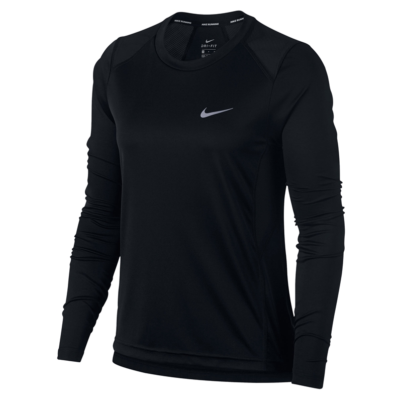 耐克(NIKE)2018年春季女子MILER跑步训练健身梭织运动长袖T恤 905128-010