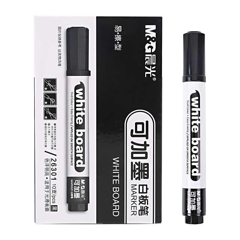 晨光（M&G）AWMY2201 可加墨白板笔 黑色 单盒装 10支/盒 长度：145mm 宽度：35mm 高度：87mm