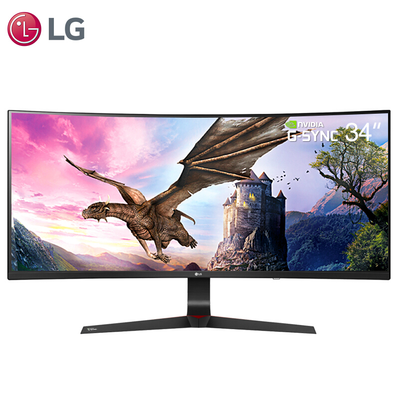LG 34UC89G-B 34英寸21:9曲面超宽屏144Hz刷新G-Sync IPS 升降底座低闪屏滤蓝光LED背光电竞游戏吃鸡显示器