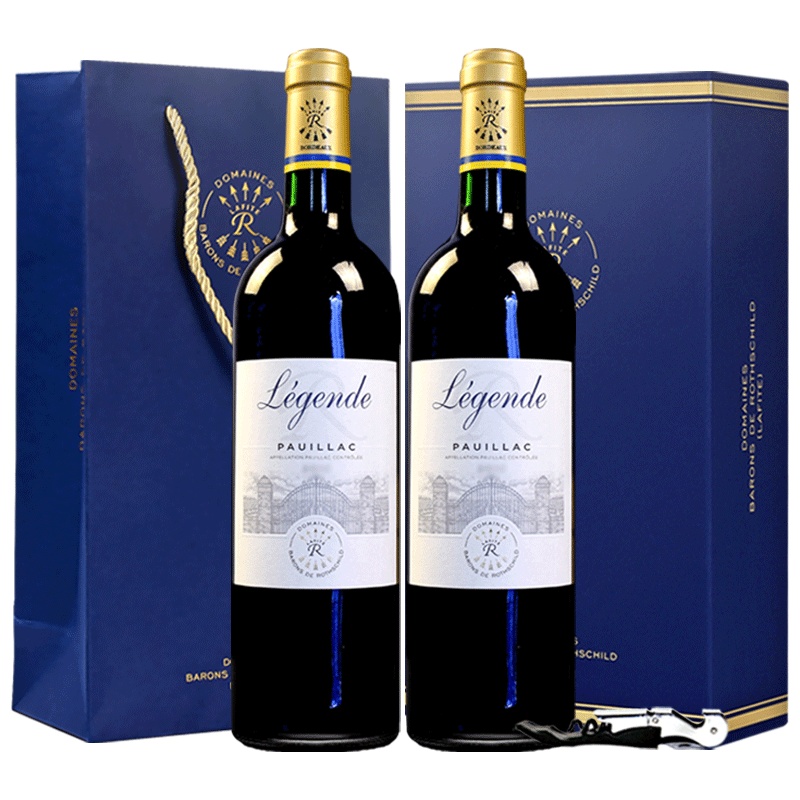 法国进口红酒 拉菲罗斯柴尔德传奇波亚克干红葡萄酒名庄礼盒装750ml*2瓶