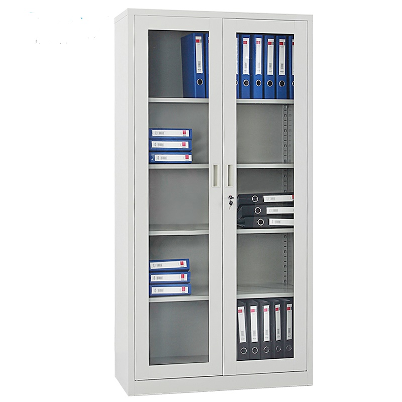 一利 玻璃开门柜铁皮柜钢制文件柜档案柜办公柜子85*390*180cm