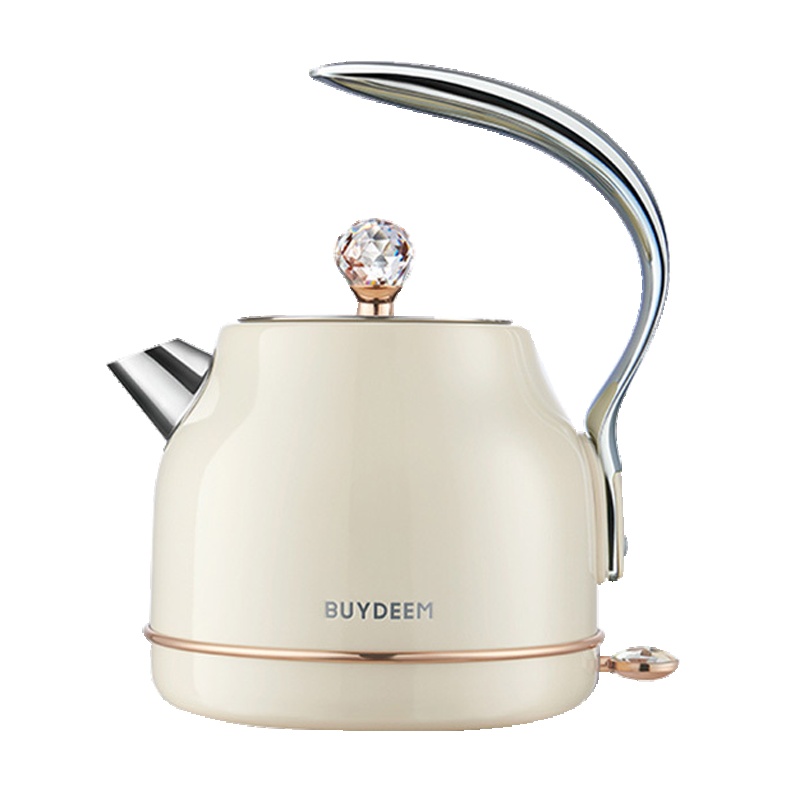 北鼎(buydeem)电水壶 K208 家用自动断电进口温控器 璀璨水钻桂冠装饰304全不锈钢 香槟黄 1.2-1.5L