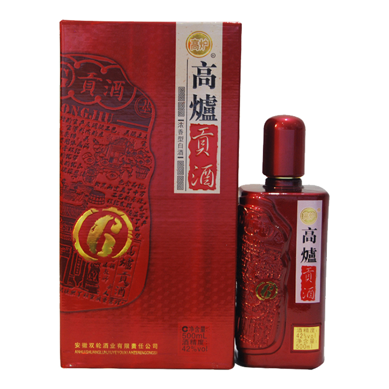 高炉出品 高炉贡酒 6 42度 浓香型白酒 500ml 4瓶装