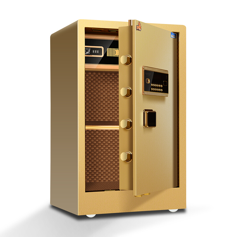 保险柜双保险保管柜 家用办公60cm小型电子密码全钢入墙保险箱 虎牌致尚-60型-土豪金色-密码