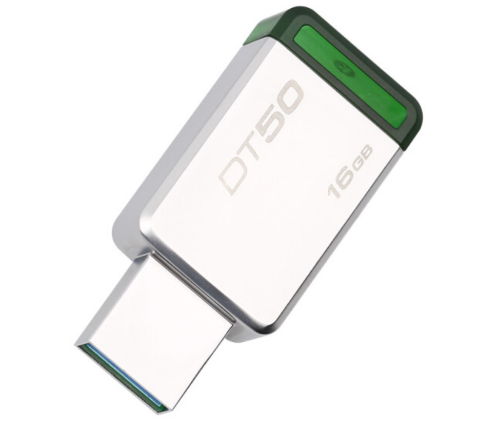 金士顿(Kingston)USB3.1 16GB 金属U盘 DT50 高速车载U盘 绿色