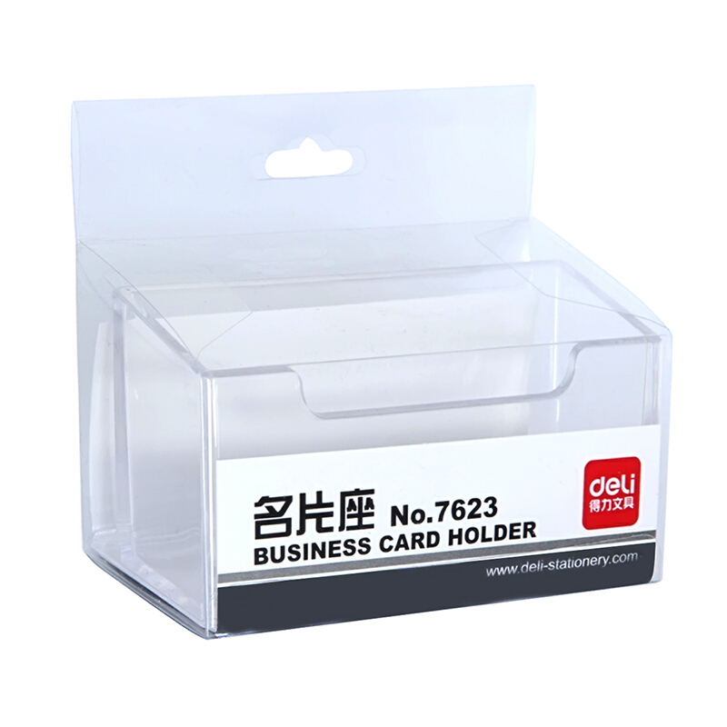 得力(deli)透明名片座 桌面办公名片收纳盒 7623 10个装