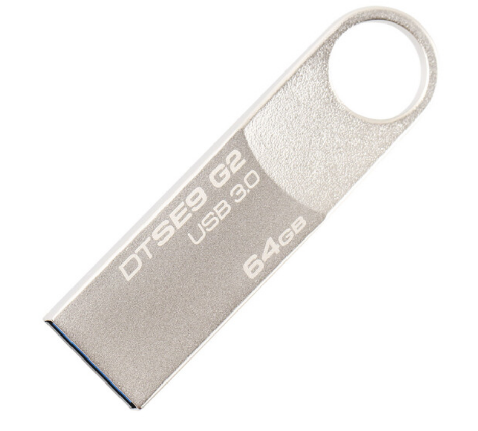 金士顿（Kingston）64GB U盘 USB3.0 DTSE9G2 金属U盘 银色亮薄 读速100MB/s