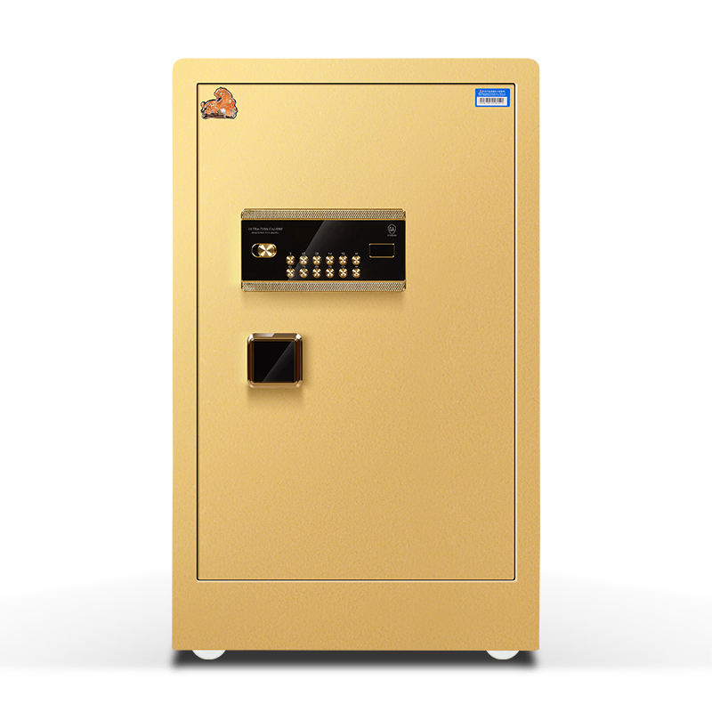 保险柜双保险保管柜 家用办公80cm小型电子密码全钢入墙保险箱 虎牌致尚-80型-土豪金色-电子