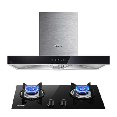 德意(DE&E)烟灶套餐851T+760B(液化气)欧式19立方大吸力触控式抽吸油烟机灶具套装抽油烟机套餐