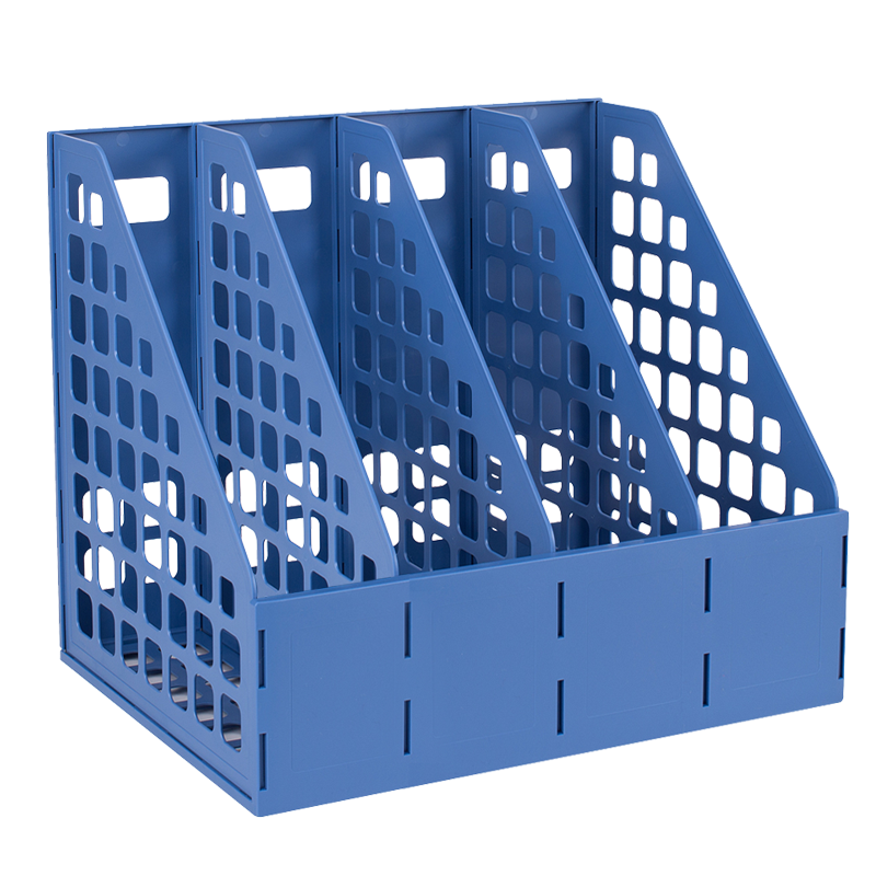 [精选]得力(deli) 文件架收纳文件栏筐办公用品创意桌面文件框资料架 四联78991 蓝色