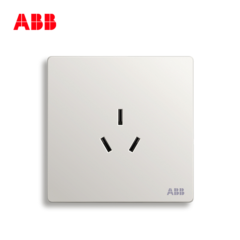 ABB开关插座无框轩致雅典白墙壁86型插座面板16A三孔空调插AF206