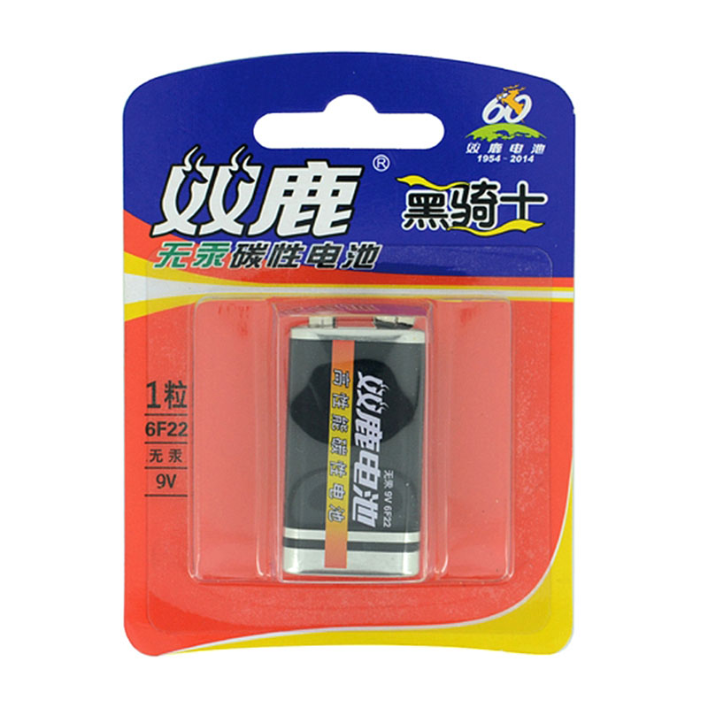 双鹿 黑骑士碳性9V 电池 6F22 1节/卡 (单位:卡)