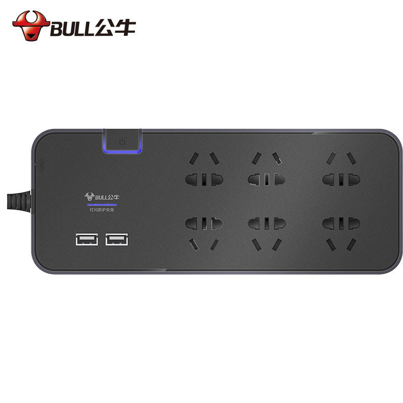 公牛(bull) 6孔3米 双USB抗电涌 接线板 H306U(X) （个）