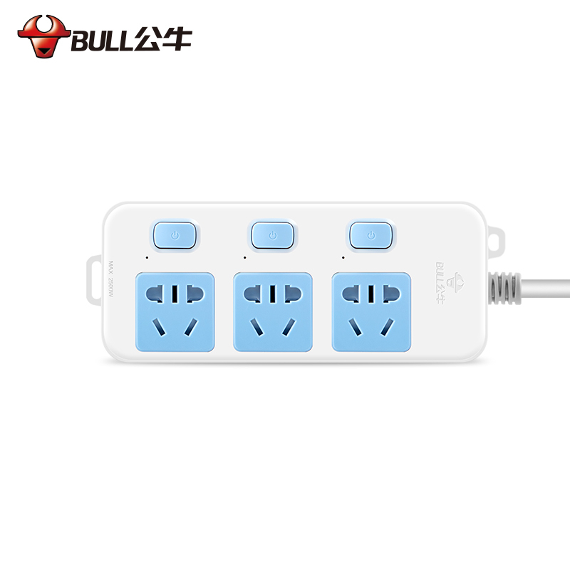 公牛(BULL) GN-314插座 带保护门 独立开关接线板/排插/电源插/板拖线/新国标 全长1.8米