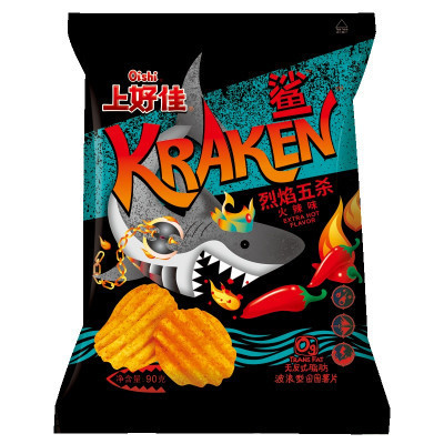 上好佳 鲨波浪型薯片火辣味 90g/袋