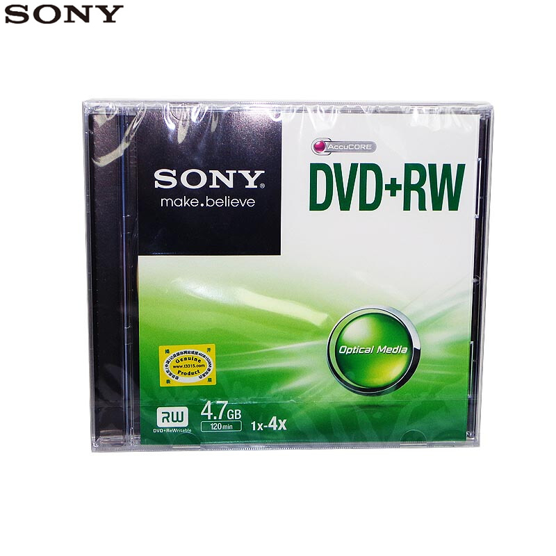 [精选]索尼(SONY) 原装DVD+RW 4.7G 可重复擦写 单片厚盒装 刻录盘 空白光盘碟片