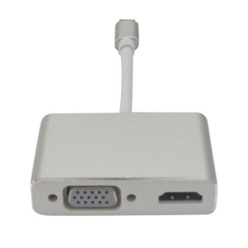 酷比客(L-CUBIC) USB Type-C转HDMI+VGA线/银色/0.1M LCCPUCHV(单位:根)