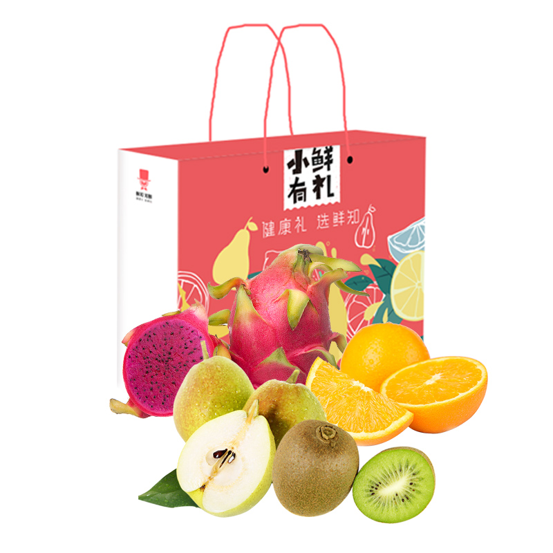 水果组合礼盒（新西兰佳沛绿色奇异果6颗+ 越南红心火龙果2颗+进口脐橙6颗+新疆库尔勒香梨12颗）