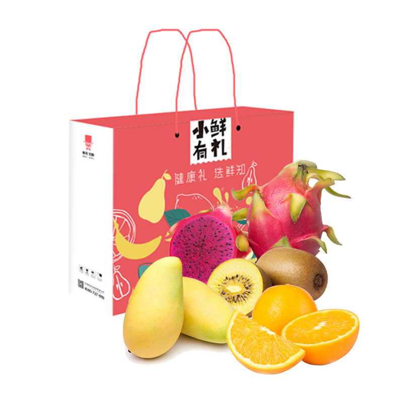 水果组合礼盒(越南红心火龙果2颗+进口芒果2颗+新西兰佳沛金果12颗+进口脐橙4颗)