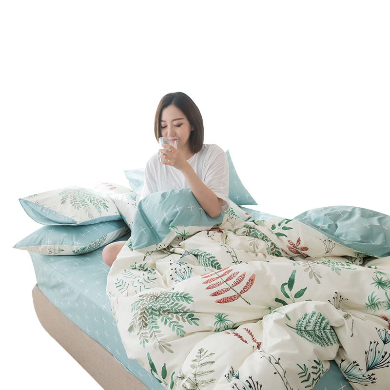 丝蕴(SYOSS)春意安然印花四件套中号/标准号:床单245*250cm 被套200*230cm 枕套48*74cm*2