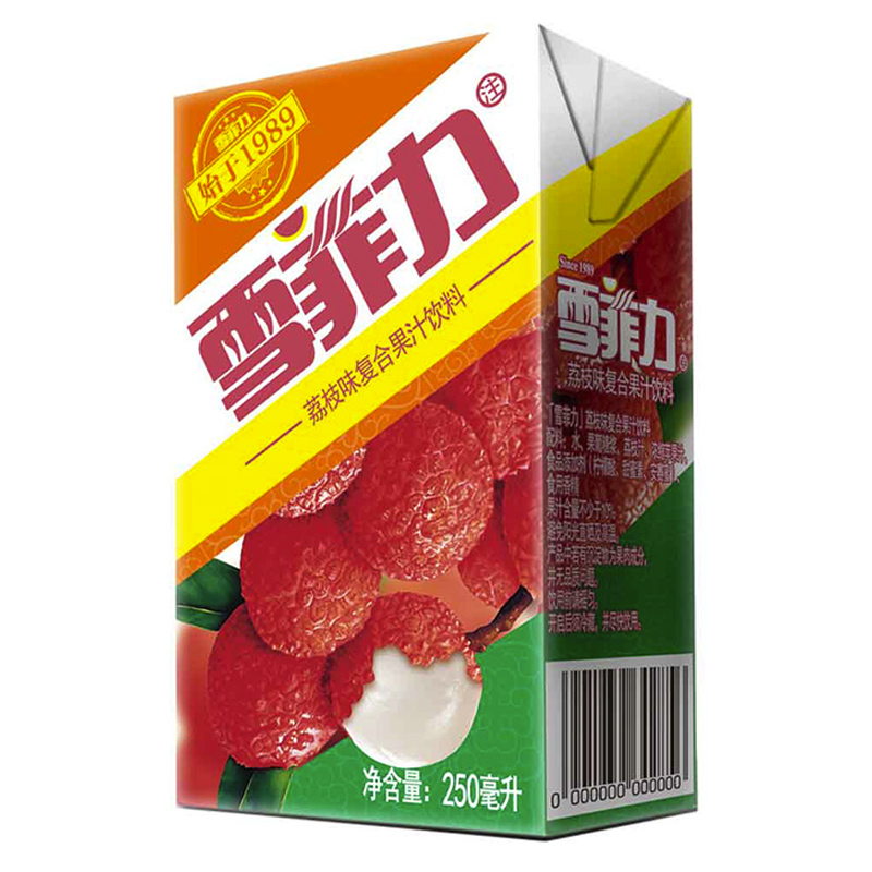 雪菲力 荔枝味 果味汽水饮料 250ml*24盒 整箱装 可口可乐出品