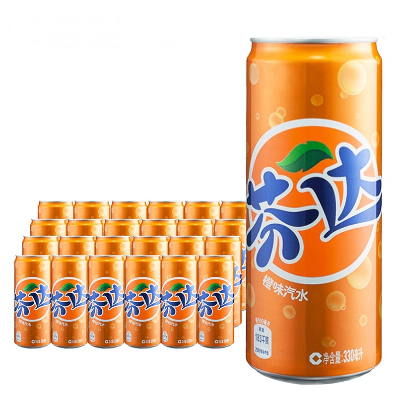 芬达 Fanta 橙味 摩登罐汽水 碳酸饮料 330mlx24 整箱 可口可乐出品