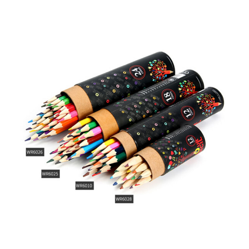 HUA JIE华杰 10盒装 WR6025(18支/盒)7英寸18色纸筒装彩铅 3.0芯 纸筒装彩铅马克油性彩色铅笔套装