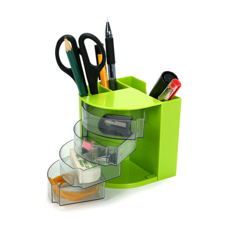 HUA JIE华杰 10个装 H398 可爱多功能彩色笔筒 多功能透明笔筒时尚学生办公塑料收纳盒 盒装彩色笔筒