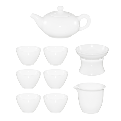 领艺 茶具陶瓷家用 羊脂玉瓷功夫茶具套装 白瓷郁灵茶壶套组礼盒装