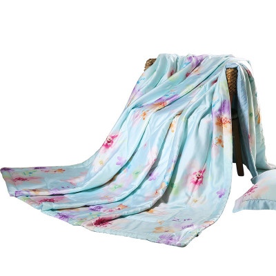 水星家纺MERCURY天丝贡缎花朵/草/叶子夏被纤维空调被双人夏凉被 清香花语莱赛尔被子