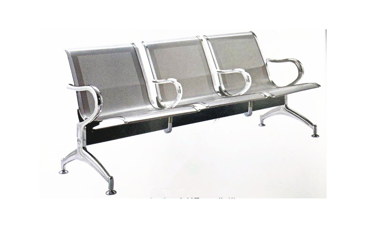 衡林 三人位排椅医院候诊椅输液椅休息联排公共座椅机场椅等候椅银色三人位