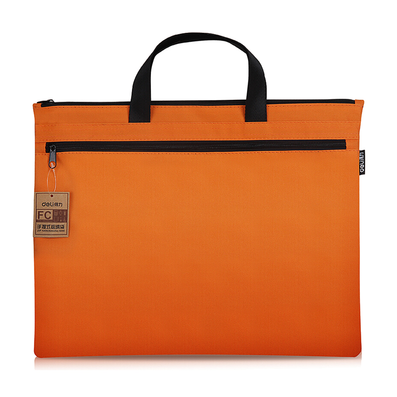 [精选]得力(deli) 5840 帆布手提袋文件袋档案袋公文包公文袋A4风琴包 办公用品双层商务手提袋(橙色)
