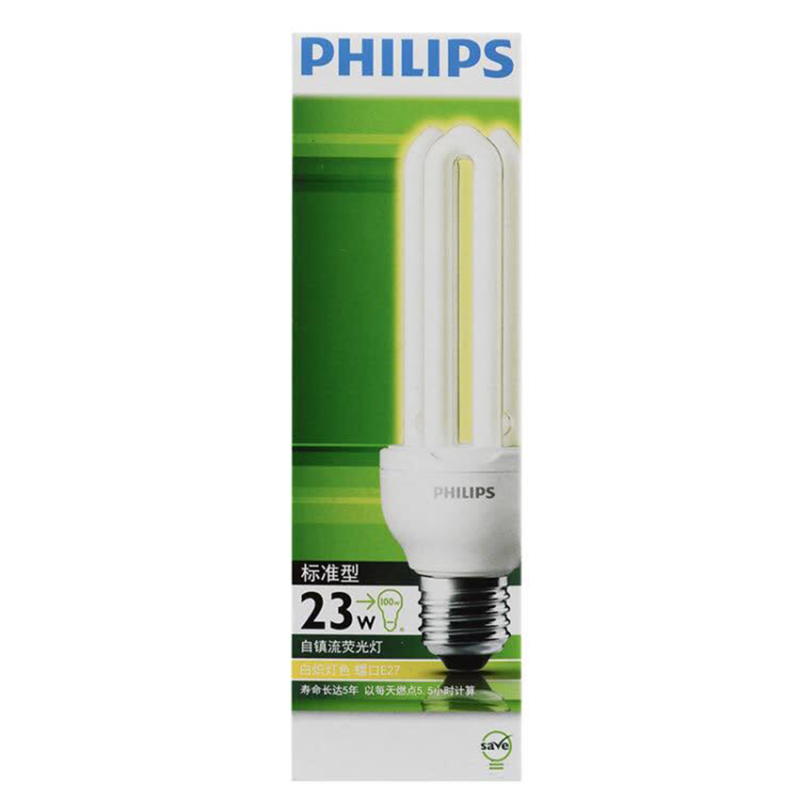 飞利浦(Philips) 35W E27 4U节能灯泡 6500K白光 6只 (单位:件)