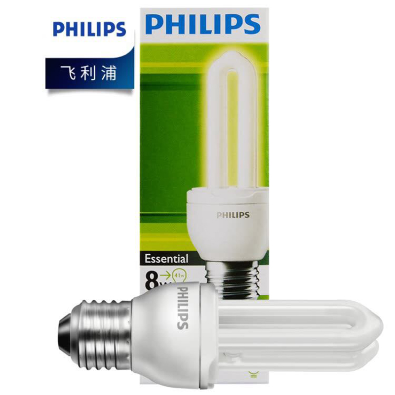 飞利浦(Philips) 8W E27 2U节能灯泡 6500K白光 12只 (单位:件)