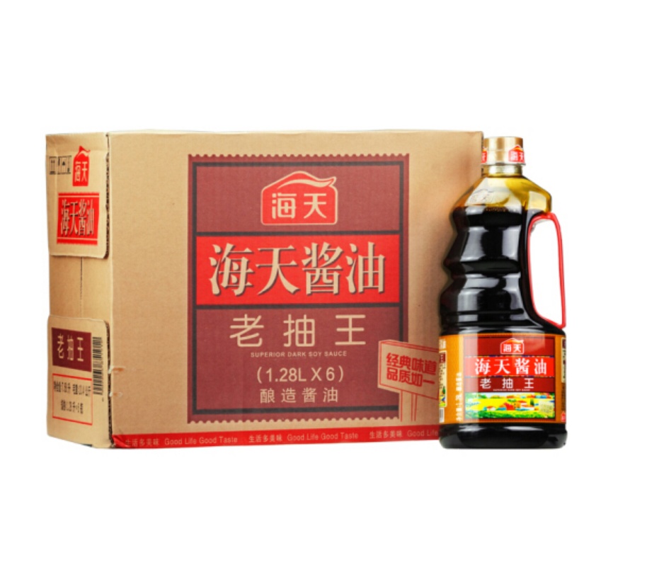 CCSM 海天酱油老抽王黄豆酿造红烧酱油调味料 1.28L*6瓶/整箱装