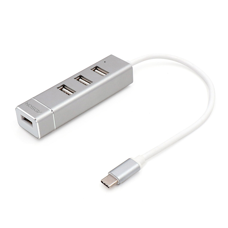 ADSON艾德生TYPE-C 转USB2.0 4口HUB 铝合金 0.2米