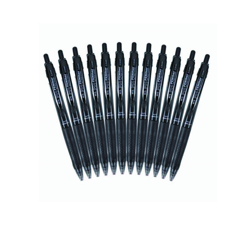 LTSM 晨光(M&G)黑豹系列P01 0.5mm黑色中性笔按动中性笔签字笔水笔 AGP88902
