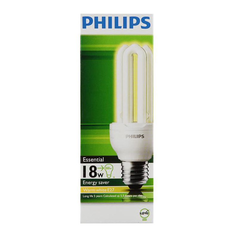 飞利浦(Philips) 18W E27 3U节能灯泡 6500K白光 12只 (单位:件)